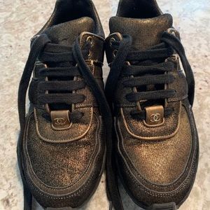Chanel gold sneakers